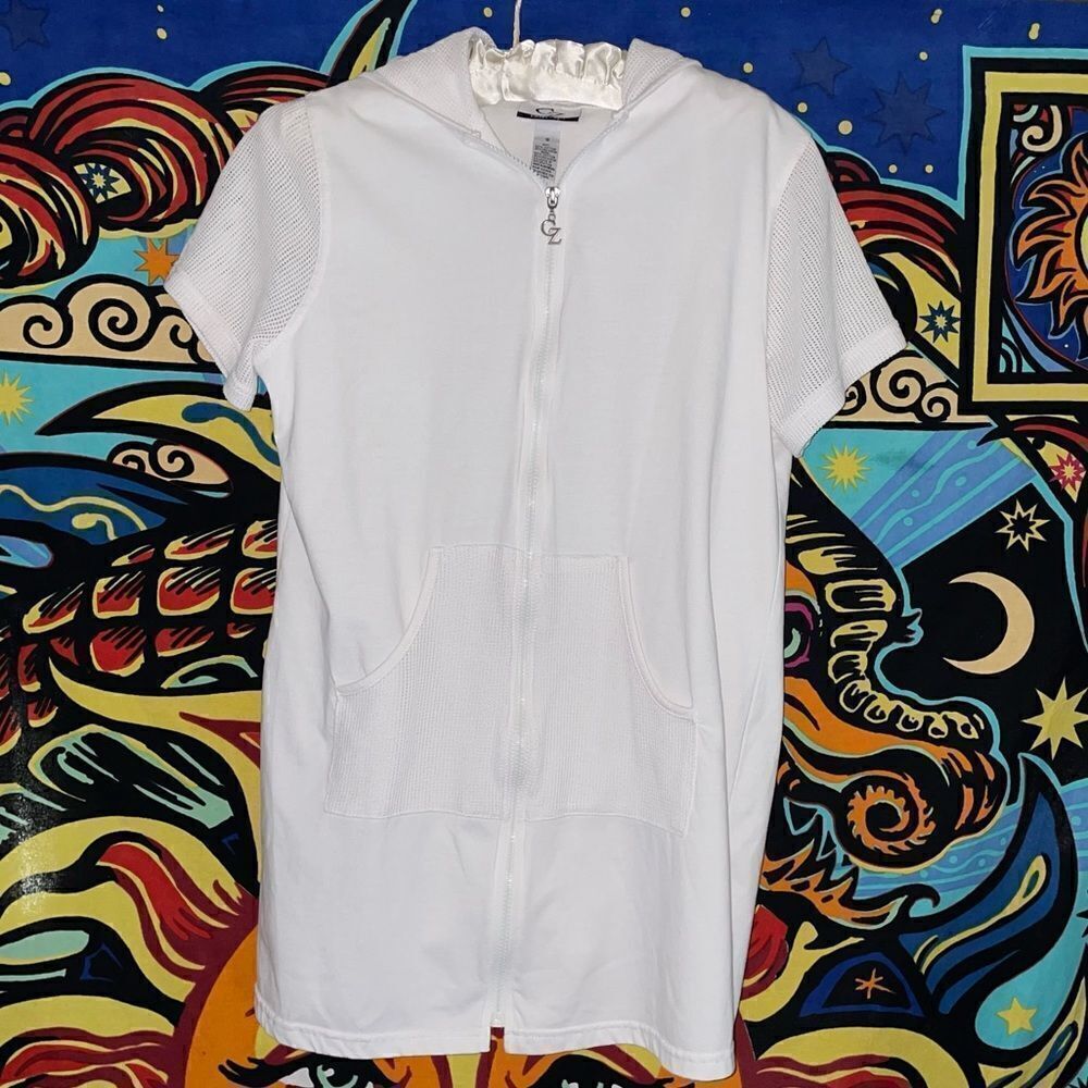 Cz coverups swimsuit zip with short sleeve